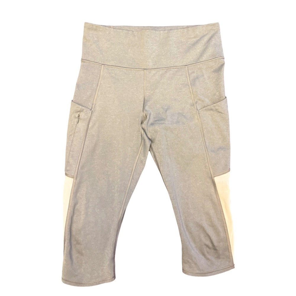 Athleta Heathered Grey High Rise Cropped Leggings Pockets Small